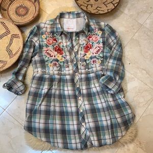 Johnny Was 3J workshop plaid tunic top